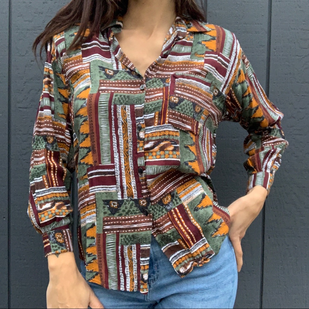 Vintage 90s Koala Tribal Button Down Sz M